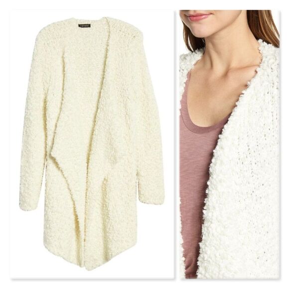 1.State Drape Front Poodle Cardigan sz XL in Ivory - Picture 3 of 11